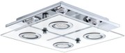 Σποτ Ροζέτα Τετράφωτη  D29x29xH7m 4xGU10 3000K Ατσάλι Χρώμιο-Διάφανο Σατινέ Γυαλί Eglo Cabo 30931