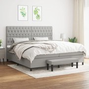 vidaXL Κρεβάτι Boxspring με Στρώμα Ανοιχτό Γκρι 200x200 εκ. Υφασμάτινο