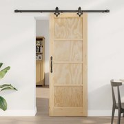 vidaXL Συρόμενη Πόρτα Χειροκίνητος Φυσικό και μαύρο 73.5 x 198.5 εκ.