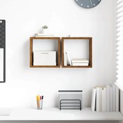 vidaXL Ράφια Τοίχου με ράφι 2 pcs Παλαιό ξύλο 26 x 15 x 26 cm