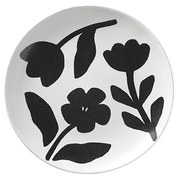 Πιάτο Φαγητού Flora Ζωγραφισμένο Στο Χέρι Stoneware Άσπρο-Μαύρο Ø26 x H2,5 cm Broste Copenhagen
