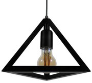 GloboStar® TRIANGLE 01063 Μοντέρνο Κρεμαστό Φωτιστικό Οροφής Μονόφωτο 1 x E27 Μαύρο Μεταλλικό Πλέγμα Φ25 x Y21cm