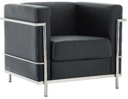 WOODWELL Ε947,12GENOVA Πολυθρόνα Σαλονιού Καθιστικού, Inox - Pu Μαύρο 83x73x71cm Ε947,12