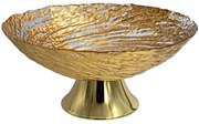 Διακοσμητικό Μπωλ Με Πόδι 374-224-255 26x26x10cm Gold Γυαλί