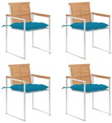 vidaXL Καρέκλες Κήπου 4 τεμ. από Μασίφ Ξύλο Teak με Μαξιλάρια
