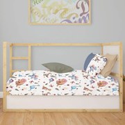 Σεντόνι Κούνιας Με Λάστιχο (70x140+15) Dimcol Dinosaur 519 White - Blue