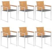 vidaXL Καρέκλες Κήπου 6 τεμ. από Μασίφ Ξύλο Teak με Μαξιλάρια