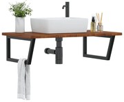 vidaXL Ράφι Νιπτήρα Τοίχου από Ατσάλι / Μασίφ Ξύλο Δρυός