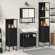 vidaXL Σετ επίπλων μπάνιου 4 τεμαχίων Μαύρο Δρυς Επεξεργασμένο Ξύλο