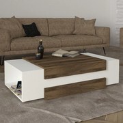 Megapap Τραπεζάκι Σαλονιού Nora Λευκό - Καρυδί 110x60,6x31εκ.
