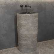 Νιπτήρας Επιδαπέδιος Πέτρινος River Φ40x90cm Grey Karag Πέτρα