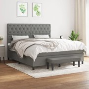 Κρεβάτι Boxspring με Στρώμα Σκούρο Γκρι 160x200 εκ Υφασμάτινο