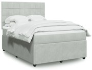 vidaXL Κρεβάτι Boxspring με Στρώμα Ανοιχτό Γκρι 140x190 εκ. Βελούδινο