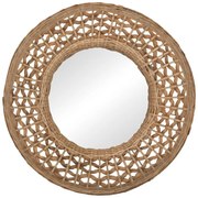 Καθρέπτης Mazun Inart  ξύλο σε φυσική απόχρωση Φ60x8εκ 60x60x8 εκ.