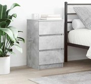 vidaXL Κομοδίνο με 3 συρτάρια Μπετόν Γκρι 39x35x65 εκ.