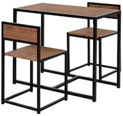 Σετ μπαρ 3 τεμαχίων, σετ ψηλού τραπεζιού 3 τεμαχίων, 2 καρέκλες, 1 τραπέζι, 90 εκ. x 47 εκ. x 76 εκ., Καφέ + Μαύρο