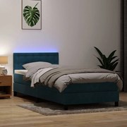 Κρεβάτι Boxspring με Στρώμα Σκούρο Μπλε 80x220 εκ. Βελούδινο 3317293
