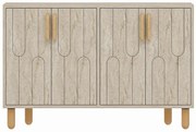 Μπουφές Vincent 327ODS1289 120x29,6x73,6cm Travertine Beige-Oak Μοριοσανίδα, Μελαμίνη