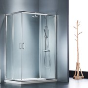 STARLET Corner Entry Καμπίνα Ασύμμετρη Γωνιακής εισόδου με 2 σταθερά &amp; 2 συρόμενα φύλλα CHROME 120x80 Υ180εκ