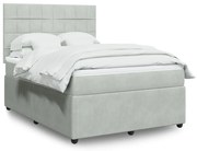 Κρεβάτι Boxspring με Στρώμα Ανοιχτό Γκρι 160x200 εκ. Βελούδινο - Γκρι