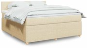 vidaXL Κρεβάτι Boxspring με Στρώμα Κρεμ 180x200 εκ. Υφασμάτινο