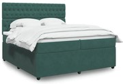 vidaXL Κρεβάτι Boxspring με Στρώμα Σκούρο Πράσινο 200x200εκ. Βελούδινο