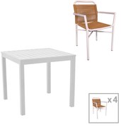 Intrahome Τραπεζαρία Kliton - Clutch σετ 5τεμ Intrahome αλουμίνιο σε λευκή απόχρωση 80x80x74εκ | SKU: INTRAPA-311111802