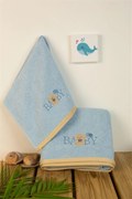 ΠΕΤΣΕΤΑ Με Κέντημα Σετ 2 τεμ bebe Baby Bear 161 30X50,70X140 Σιελ 100% Cotton - DIMcol