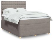 vidaXL Κρεβάτι Boxspring με Στρώμα Taupe 140x190 εκ. Υφασμάτινο