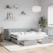 vidaXL Καναπές Κρεβάτι Συρόμενος Αν. Γκρι 90x190 εκ Βελούδο &amp; Συρτάρια