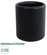 20698 GloboStar®  Artificial Garden PUEBLA 20698 Διακοσμητικό Πολυεστερικό Τσιμεντένιο Κασπώ Γλάστρα - Flower Pot Μαύρο Φ41 x Υ46cm