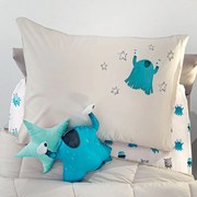 Μαξιλαροθήκη Παιδική Monsters Suede Blue Saint Clair 50Χ70 Πολυέστερ