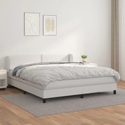 Κρεβάτι Boxspring με Στρώμα Λευκό 160x200εκ.από Συνθετικό Δέρμα - Λευκό