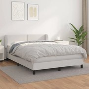 Κρεβάτι Boxspring με Στρώμα Λευκό 140x200εκ.από Συνθετικό Δέρμα - Λευκό