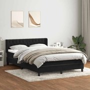 Κρεβάτι Boxspring με Στρώμα Μαύρο 1140x210 εκ. Βελούδινο - Μαύρο