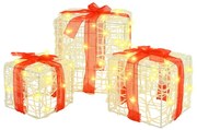 vidaXL Κουτί Δώρου 3 pcs Θερμό λευκό 20 x 20 x 20 εκ. Ακρυλικό