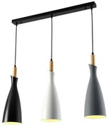 Φωτιστικό οροφής τρίφωτο Eracile μαύρο-λευκό-γκρι μέταλλο 70x70x138εκ 70x15x38 εκ.