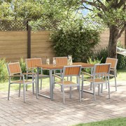 vidaXL Σέτ φαγητού για κήπο 7 pcs Γκρι και καφέ 140 x 80 x 75 cm