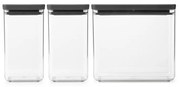 Κουτιά αποθήκευσης Brabantia Tasty+ Stackable 1008879, 2x1.6l+1x3.5l, BPA-free, Στεγανό κλείσιμο, Σκούρο γκρι