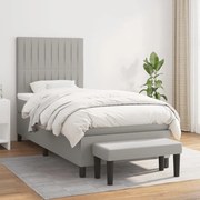 Κρεβάτι Boxspring με Στρώμα Ανοιχτό Γκρι 90x190 εκ. Υφασμάτινο - Γκρι