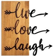 Διακοσμητικό Τοίχου Live Love Laugh 899SKL2450 55x58cm Walnut-Black Wallity Μέταλλο,Ξύλο