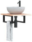 Ράφι Νιπτήρα Τοίχου από Ατσάλι / Μασίφ Ξύλο Δρυός