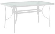 Τραπέζι Valor μέταλλο λευκό-γυαλί 120x70x70εκ 120x70x70 εκ.