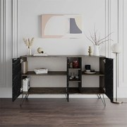 Μπουφές Clara Megapap χρώμα dark coffee - μαύρο εφέ μαρμάρου 142x35,6x83εκ.