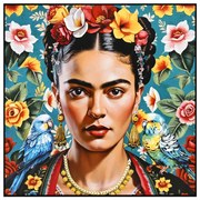 Πίνακας Τοίχου Parrots με Κορνίζα Μαύρη-Καμβάς Εκτύπωση 82x4,5x82Yεκ.