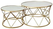 Tραπέζια σαλονιού Pelosif Inart χρυσό σετ 2τεμ μέταλλο 295-000006-295-000006-Χρυσό 295-000006