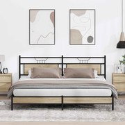 vidaXL Σκελετός Κρεβ. Χωρίς Στρώμα Sonoma Δρυς 193x201 εκ. Μεταλλικό