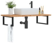 Ράφι Νιπτήρα Τοίχου από Ατσάλι / Μασίφ Ξύλο Δρυός