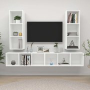 vidaXL Έπιπλο Τηλεόρασης Κρεμαστό 4 τεμ. Λευκό από Μοριοσανίδα