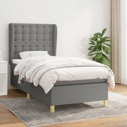 vidaXL Κρεβάτι Boxspring με Στρώμα Σκούρο Γκρι 100x200 εκ. Υφασμάτινο